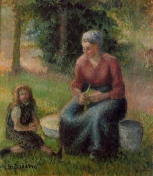 Camille Pissarro : Peasant Woman and Her Daughter, Eragny